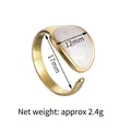 Verstellbarer vergoldeter geometrischer Ring mit 12 mm weißem Emaille-Tropfen - Teardrop-Emaille Offener Ring (S-WLR032)