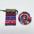 Ethnic pattern bendable hair tie set with drawstring pouch on white background - Hair Tie & Bag Set / New Color Red