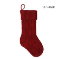 Calza natalizia in maglia rossa con trecce e gancio per appendere da 18 pollici o 46 cm - Rosso Porpora / 18 Pollici / 46 CM