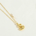 Polished 14K gold plated initial S pendant necklace with delicate link chain - Letter S / Gold