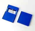 Deep blue pull-out jewelry ring box featuring a transparent PE film suspension display - Blue Covered Drawer Box (With Inner Box) / 7*7*2cm / Blue