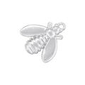 Detailed close-up of a silver bee pendant with textured wings for DIY jewelry - Bee - Platinum - Smooth