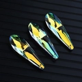 Sparkling teardrop crystal pendant with AB coating and yellow-green iridescent finish - 62MM Long Net Teardrop / Rainbow AB