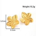 Golden starfish floral earrings with brushed texture surface and geometry design - YE-006 Gold Flower