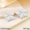 Silver petal earrings with brushed texture in a minimalist metal flower design - Style D Flower Design (KE114309-KFC)