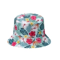 Chapeau bob bleu clair avec imprimé floral tropical, hibiscus et feuilles de palmier - M (56-58cm) / Style Tropical Hibiscus Monstera (A) / Vert menthe
