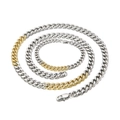 Minimalist silver and gold two-tone Cuban link chain necklace and bracelet set - Two-tone Gold Set