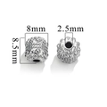 Silver textured stainless steel 8mm spacer bead with granules and 2.5mm hole for jewelry - Raised Texture / Steel