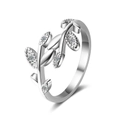 Elegant silver leaf ring featuring sparkling zircon accents and a nature-inspired design - Silver Pave Zirconia Leaf Ring (wg-1458)