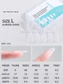 Size chart for ultra-thin almond press-on nails with 100 translucent matte nail tips - Almond (Size L)