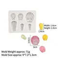 White silicone mold for 6 seashell shapes, 9x7.3cm size for DIY fondant and resin crafts - 3# Grey (Shell)