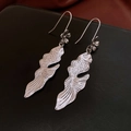Silver needle zircon fish fringe earrings with polished metallic fish and flower charms - Silver Fish Shape Flower (36#)