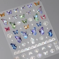 3D butterfly nail art stickers TL-100 with laser finish and pearl accents on white lace base - TL-100/Butterfly Lace Pearl Style