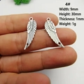 Ciondoli ad ala argento antico per gioielli fai-da-te, ali in lega di 9x30mm - 4# Ala Grande
