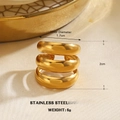 Triple layer geometric gold ring made of stainless steel with 1.7cm inner diameter - Triple Layer Stacked Chunky Style (1244)