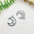 Antique silver crescent moon alloy charms with star engraving for DIY jewelry making - Moon (12x16mm)