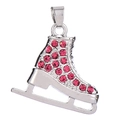 Silver alloy ice skate pendant with pink rhinestones for jewelry making and accessories - Red