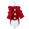 Red coral fleece dog apparel with a large bow and wooden buttons for small pets - XS / Red Bowknot Windbreaker