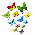 Set of 12 colorful 3D butterfly wall stickers in various sizes on white background - Butterfly Series (BF7006)