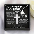 Punk roestvrijstalen kruis ketting set met Engelse Step Up Dad wenskaart voor heren - Step Up Dad-Zilveren Kruis Ketting