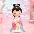 Cute Tang dynasty lady figurine in pink Hanfu holding a white cat resin ornament - Small with Cat (1003-6C)