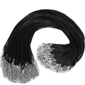 Lote de cordones negros encerados para collares con cierre de langosta y extensión - Negro