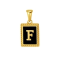 Fashionable gold letter F pendant necklace in stainless steel with black inlay finish - Letter F