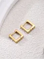 Minimalist 18K gold-plated titanium steel square hoop earrings on a textured stone surface - Gold Geometric Square Huggie