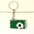 Green football field and soccer ball keychain made of lacquered metal for sports fans - Soccer Coin Holder Keychain