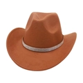 Brown wool felt cowboy hat with wide brim and luxury rhinestone band for women - Khaki