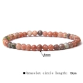 Natural 4mm pink sunstone beaded stretch bracelet with natural mineral texture for women - 4mm Sunstone/Strawberry Quartz