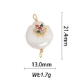 Detail of natural pearl pendant with multi-color gems and dimensions 21.4mm by 13.0mm - DZ-1404 Colorful Gemstone Base
