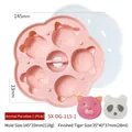 Stampo in silicone rosa per pappe con cinque forme di animali e coperchio trasparente - Paradiso degli animali 1 (DG-115-1) / Rosa
