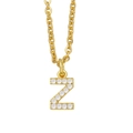Detail of gold letter Z pendant necklace featuring sparkling zircon pave settings - Letter Z / Gold