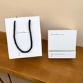 White jewelry gift box and matching carrier bag with black handles and elegant text - Handbag 13.5*11.59 (Without Box)