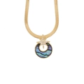 Detail of gold snake chain with abalone shell circle and sparkling star pendant - Star Abalone Round Style (9#)