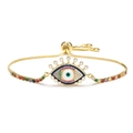 Bracciale occhio di Allah placcato oro con zirconi colorati e catena a maglie regolabile - Oro/Multicolore (Forma Occhio)
