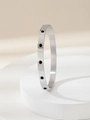 Bracciale in acciaio inossidabile argento lucido con intarsio di pietre tonde nere - Argento con diamante nero