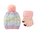 Conjunto de invierno para niños con gorro degradado y guantes de punto - Degradado Arcoíris