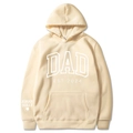 Sweat à capuche en coton beige avec imprimé Dad Est 2024 et une poche kangourou - S / Haut Et Bas / Khaki Slogan