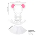 White mouse costume set for kids including animal ears headband, bow tie, tail, and tutu skirt - 4-Piece Set (White Tutu Style) / White