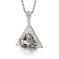 Silver stainless steel pyramid sphinx necklace pendant with reflective finish - Pyramid Sphinx Style (KP55855-BD)