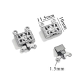Silver stainless steel multi-strand snap clasp for jewelry making in 11.5x10mm size - C Steel Color