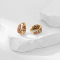 Luxurious gold-plated huggie hoop earrings with colorful rainbow cubic zirconia stones - Colorful Zirconia