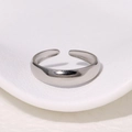 Elegant minimalist silver stainless steel open ring with a polished adjustable band finish - Smooth Open / Silver