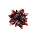 Elegant deep red acrylic flower brooch with resin petals and black beaded center - Dark Red Water Ripple