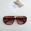 Lunettes de soleil rétro écaillées avec verres dégradés marron et double pont élégant - Imprimé léopard
