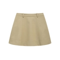 Women's khaki A-line mini skirt with zip closure and minimalist stitch details - XS / Khaki