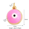 Pink evil eye round pendant with gold plating and 12mm enamel charm detail - M659608 / Pink