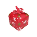 Rote Weihnachtsgeschenkbox mit weißen Schneeflockenmustern und festlichem Papiergriff - Weihnachtsschachtel / 12*12cm / Rote Schneeflocke
